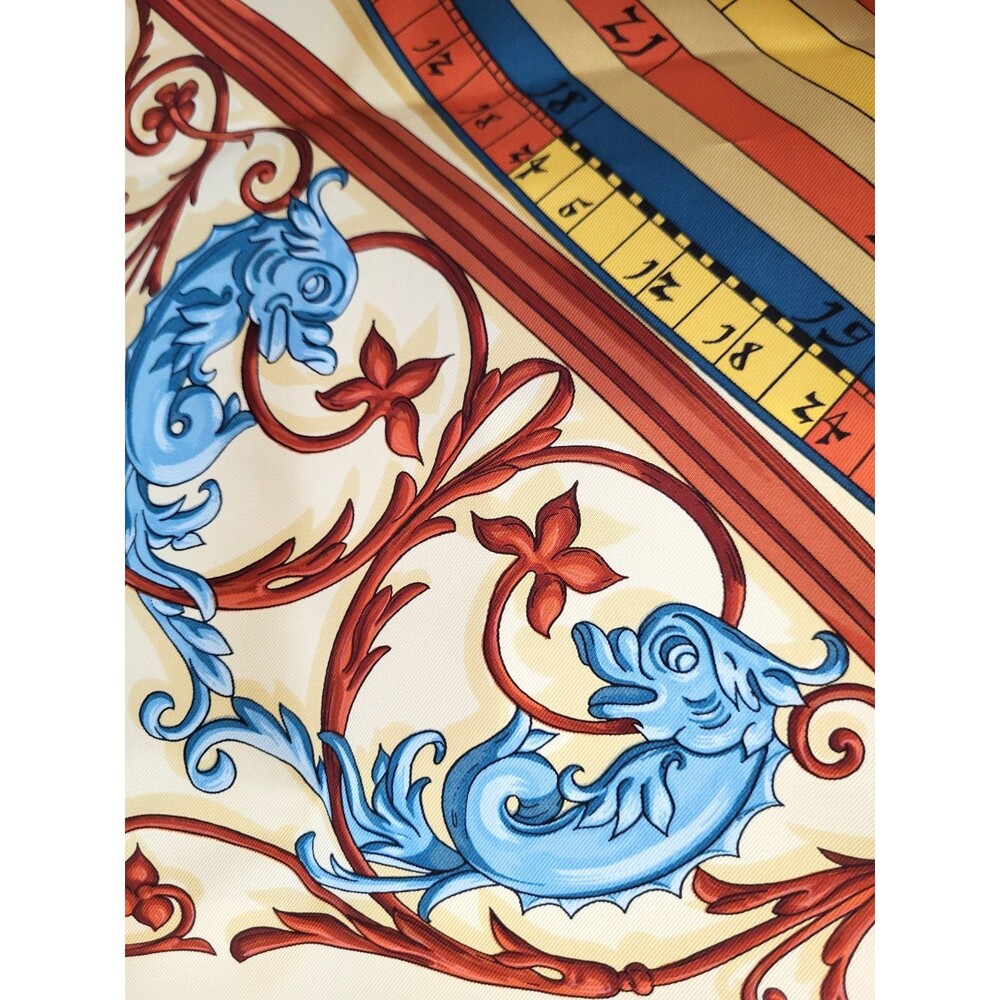RARE VINTAGE HERMES Silk Scarf "Dies et Hore" Astrologie Classic Care' 90 Mint - Picture 7 of 16